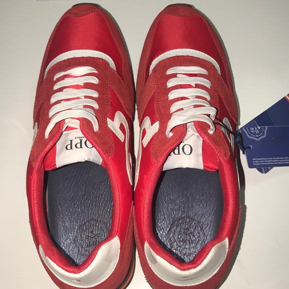OPP FRANCE LACE UP SUEDE SNEAKERS RED - Picture 1 of 16